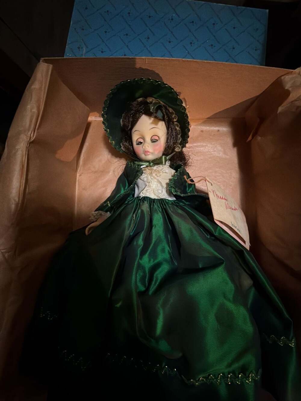 Vintage Madame Alexander Scarlett O’Hara Doll Green Gown Box Tag Needs Repair